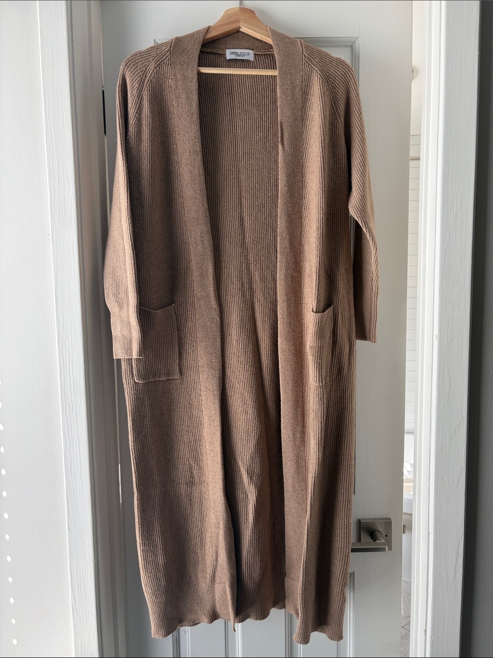 Long Camel Brown Knit Duster Cardigan